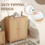 Natural wood color, particleboard with melamine veneer and rattan finish, 60*30*80cm, double doors, bathroom vanity - Image 11