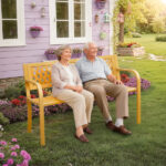 47in PVC Mesh Backrest Iron Bench Yellow - Image 3