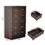 Brown particleboard with a textured melamine finish, 66*40*111cm, 4+2 drawer cabinet, matte gold handles - Image 5
