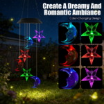 2PCS-Outdoor Solar Wind Chimes, Moon and Star Color Changing LED Light, Waterproof Hanging Decor for Patio Garden Yard, Perfect Gift - Image 6