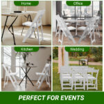 Replacement 15868578 4 Pack Folding Chairs, Resin Chairs with Padded Seat, Comfortable Event Chairs Indoor Outdoor for Home Event Party Picnic School Wedding, White - Image 22