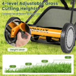 14 Inch Push Lawn Mower with Grass Catcher Bag -Orange - Image 8