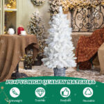 4 FT White Artificial Christmas Tree with Pot Stand, Potted Xmas Pine Tree with 200 Branch Tips for Holiday Party Office Home, White - Image 9