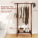 Solid Rubber Wood Folding Coat Rack, A-Frame Standing Clothes Rack with Bottom Storage Shelf - Image 11