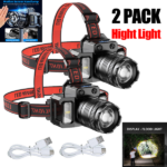 2 PACK LED Headlamp Motion Sensor 5-Modes Headlamp USB Rechargeable Canping Hiking Headlight (US Logistics For USPS/DHL/Fedex/UPS. No designated logistics accepted TK/TMEU only For self-pickup