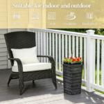 Cream White Outdoor All-Weather Rattan Fire Pit Chair with Soft Cushions Tall Curved Backrest for Garden Patio Furniture - Image 7