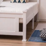 Queen Single Bunk Bed Painted + Melamine Veneer & Pine + MDF Bed Frame Vertical Striped Decorative Bed Frame 63.78*83.46*37.8in White - Image 45