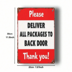 CIFbuy 1pc 2D Flat Metal Sign Please Deliver All" Packages To The Back Door, Weatherproof Red Background White Text Unframed Decor Deliver All PacikTok, Deliver All PacikTok, t Self-pickup Logiopics - Image 2