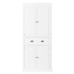 Single Drawer Double Door Storage Cabinet White