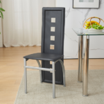 4pcs long backrest square hollow decoration PU leather dining chair round tube black cushion electroplating chair leg N201 Replace encoding13029118 - Image 54