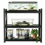 3-Tier Adjustable Height Metal Storage Shelving Unit, Large Capacity Black Multipurpose Organizer Rack, Reptile & Pet Display Stand, 31.50"H x 35.43"W x 13.77"D, Assembly Required - Image 9
