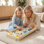 Colorful Wooden Pinball Machine, 3 Metal Marbles & Spring Plunger, Dual Flip Controls for Fun Gameplay​ - Image 3