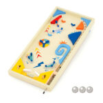 Colorful Wooden Pinball Machine, 3 Metal Marbles & Spring Plunger, Dual Flip Controls for Fun Gameplay​ - Image 5