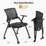 1 Pack Stackable Conference Room Chairs with Wheels, Folding Office Chair with Rebound Back, Padded Seat for Training Room, Guest, Reception, Event, Capacity 350lbs, Black - Image 4