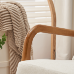 Same Code 47026089 High Back Solid Wood Armrest Backrest Iron Frame Linen Indoor Leisure Chair Off-White - Image 18