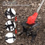 21V Electric Cordless Electric Soil Cultivator - 550W High Power 300RPM, 4-Blade 16 Steel Tines , 4000mAh Battery + Battery Display, Safety Protection + Auxiliary Handle, Perfect for Weeding/Lawn Care - Image 6