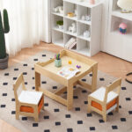 Children's Wooden Table And Chair Set With Two Storage Bags (One Table And Two Chairs) - Image 45