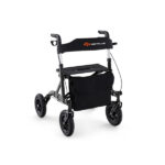 Outdoor Rolling Rollator Walker: 9.5" All-Terrain Wheels, 6-Level Adjustable (32"-37"), Foldable, Padded Seat, Storage Bag+Umbrella Holder - Image 2