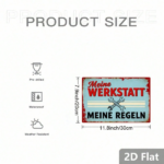 CIFbuy Retro German Slogan Metal Sign Meine Werkstatt Meine" Regeln, Vintage Tool Theme Garage Wall Decor, Wall Decor, 2D Flat Crossed Wrench Plaque WerkstatikTok, WerkstatikTok, t Self-pickup Logiopics