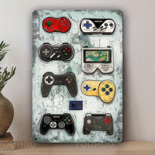 CIFbuy Vintage Game Controller Aluminum Sign Game Room Home Wall Decor Ideal Gamer Gift (TikTok, temu pick-up service)