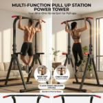 Foldable Pull Up Bar Standing Power Tower - Multi-Function Dip Station, 6-Level Adjustable Height Strength Training Fitness Equipment for Home Gym, 440lbs Max - Image 8