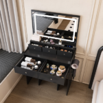 New Large Mirror Vanity Desk for Bed room , Modern Makeup Vanity Set with Power Outlet and Hair dryer holder, 5 Drawers , 3 Lighting Color Adjustable Dressing Table for Bedroom, Black Color - Image 10