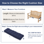 Outdoor Bench Cushion, 63 × 20 × 4 Inch, Tufted Waterproof Swing Cushion with Ties, for Patio Bench or Window Seat - Image 3