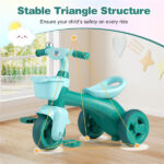 Toddler Tricycle for 3-5 Years - Stable Triangular Structure, Front & Rear Storage Baskets - Image 8
