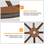 [Same Code 95885929]2pcs 24-Inch Old Western Style Garden Art Wall Decor Wooden Wagon Wheel Brown - Image 7