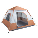 240*240*150cm Spring Quick Opening Four-Person Family Tent Camping Tent Brown - Image 3