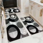 Three-piece kitchen rug set, non-slip and washable, abstract pattern kitchen hallway rug, soft and comfortable, suitable for sinks, floors, entrances, hallways and bathrooms. - Image 18