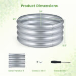Round Galvanized Steel Raised Garden Bed 24×24×11.5 In Outdoor Planter for Vegetables Herbs Flowers - Image 4