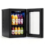 0.6 Cu.Ft Mini Beverage Refrigerator with Digital Touch Control 40°F-61°F Adjustable Thermostat, 360° Air Circulation Silent Compressor Cooler Blue LED Light Tempered Glass Door Holds 24 Cans Black