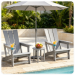 Gray Weatherproof HDPE Outdoor Adirondack Chair, 330LBS Capacity Ergonomic Patio Lounge Chair with Built-in Cup Holder, Snap-Together Tool-Free Assembly for Poolside Backyard - Image 5