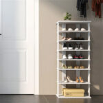 7-Tier Double-Row Shoe Rack with Adjustable Shelves, Anti-Tipping Narrow Storage Rack for Entryway Closet-White - Image 4