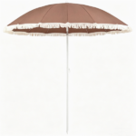 7 FT Boho Patio Umbrella with Fringe Tassel, 30° Adjustable Tilt Outdoor Sun Canopy, Portable 2-Section Metal Beach Umbrella - Image 3