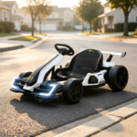 Black 12V Electric Drift Go Kart: Kids Ride On Vehicle with Soft Start, Music Function & Colorful Lights - Image 9