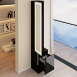 Length 11.8" x Width 15.7" x Height 63" LED Dressing Mirror Cabinet,Cosmetic Organizer Cabinet, Jewelry Cabinet, 3 colors, Adjustable Brightness, Extra Large Mirror, Multi Layer High Capacity Storage - Image 3