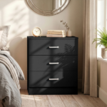3-Drawer Chest with Textured Finish Drawer Dresser 22.05*12.99*25.98in Black