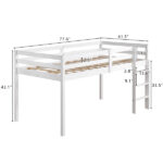 Elevated Cross Bracing Straight Ladder Twin Pine Wooden Bed White - Image 26