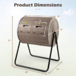 Dual Chamber Compost Tumbler 37.5Gal 360° Rotating Compost Bin with Stirring Blades for Garden-Coffee - Image 3