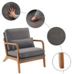 Same Code 33734058 Oak Armrest Oak Upholstered Single Lounge Chair Indoor Lounge Chair Dark Grey - Image 2