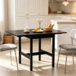 Black Drop Leaf Dining Table, Folding Design, Compact Kitchen Table for Small Spaces(Only dining table) - Image 5