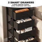 2/4-Drawer Dresser with Metal Frame & Wood Top, Fabric Storage Organizer, Black - Image 5