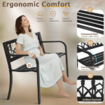 49in PVC Tulip Backrest Iron Bench Black - Image 13