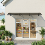 Awning for Door Entrance with Drainage Sink, 40x120 Inch Window Canopy Exterior, UV Rain Snow Protection for House Porch Patio Deck, Black Bracket & Brown Board - Image 12