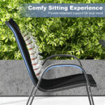 Black 2 Pack Stackable Patio Dining Chairs, Ergonomic Steel Frame Breathable Fabric Outdoor Chairs 330 LBS Capacity - Image 8