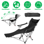Outdoor Reclining Camping Lounge Chair 95°-160° Adjustable Angle Carbon Steel Frame Heavy Duty Foldable Chair with Storage Bag for Patio Backyard Travel - Image 2