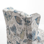 Modern Accent Chair with Retro Wood Legs, Comfy Upholstered Armchair, Floral Design Single Sofa Chair for Living Room Bedroom Office - Floral Blue - Image 23
