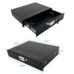 19" 2U Steel Plate DJ Drawer Equipment Cabinet with Keys Black - Image 2